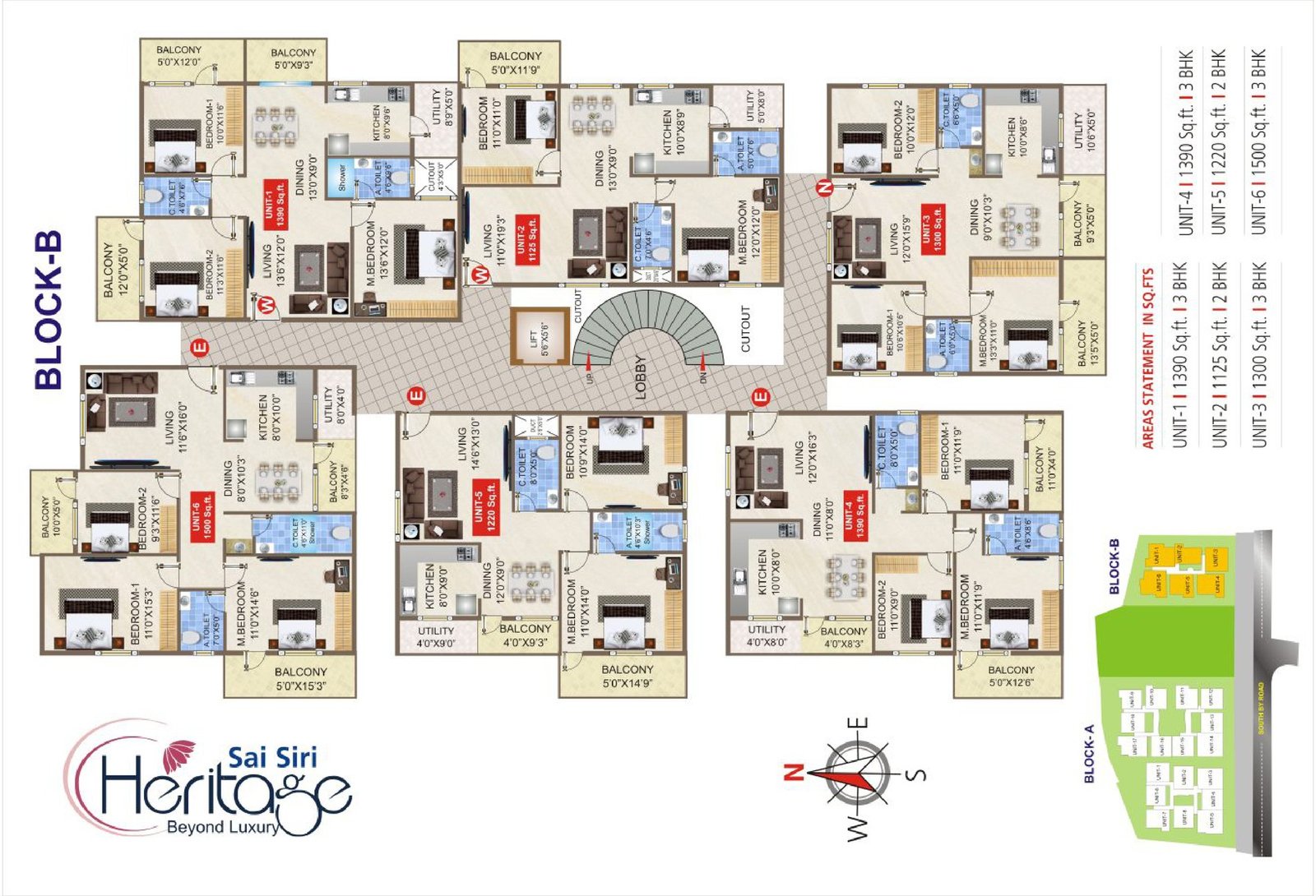 Sai Siri Heritage Block B units 1 to 6 floor plans